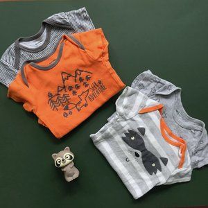 Set of 4 6-9m Gerber Adventure Raccoon Onesies